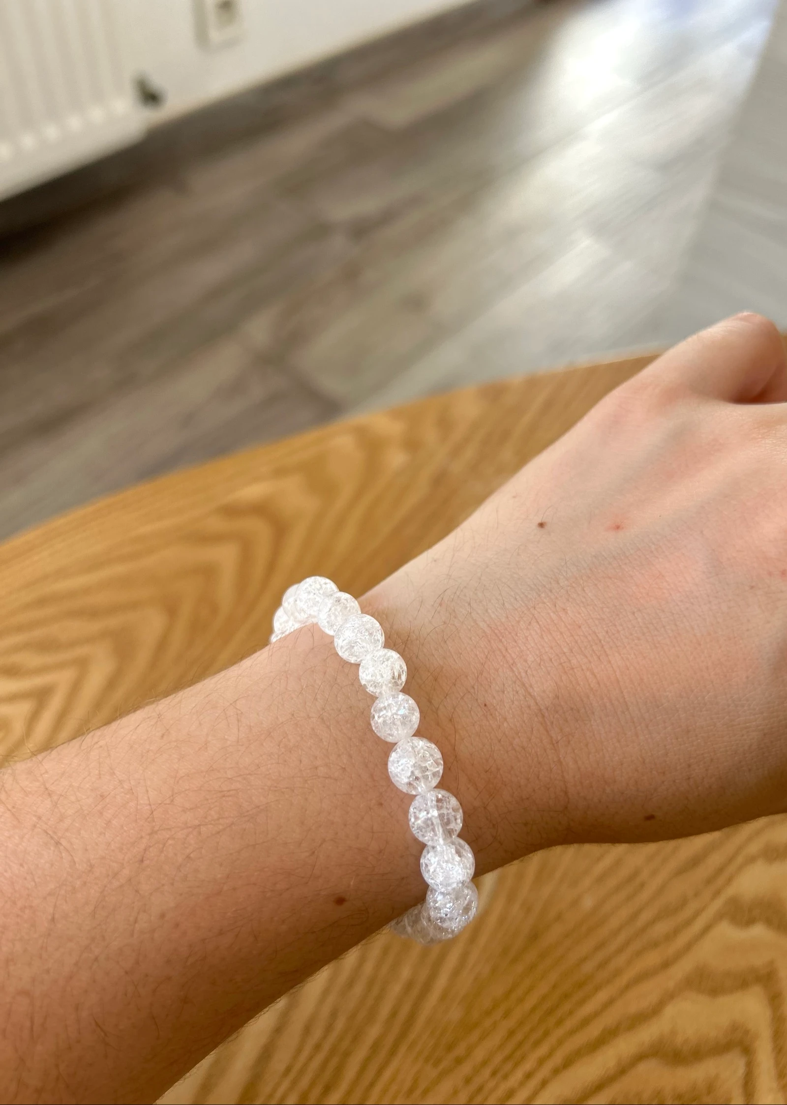 Bracelet de perles naturelles couleur blanc en cristal de roche 8mm